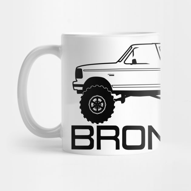 1992-1996 Bronco Side w/Tires, Black Print by The OBS Apparel